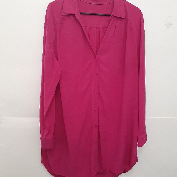 ⚪Chic Magenta Button-Down Shirt for Women - Picture 1 of 9